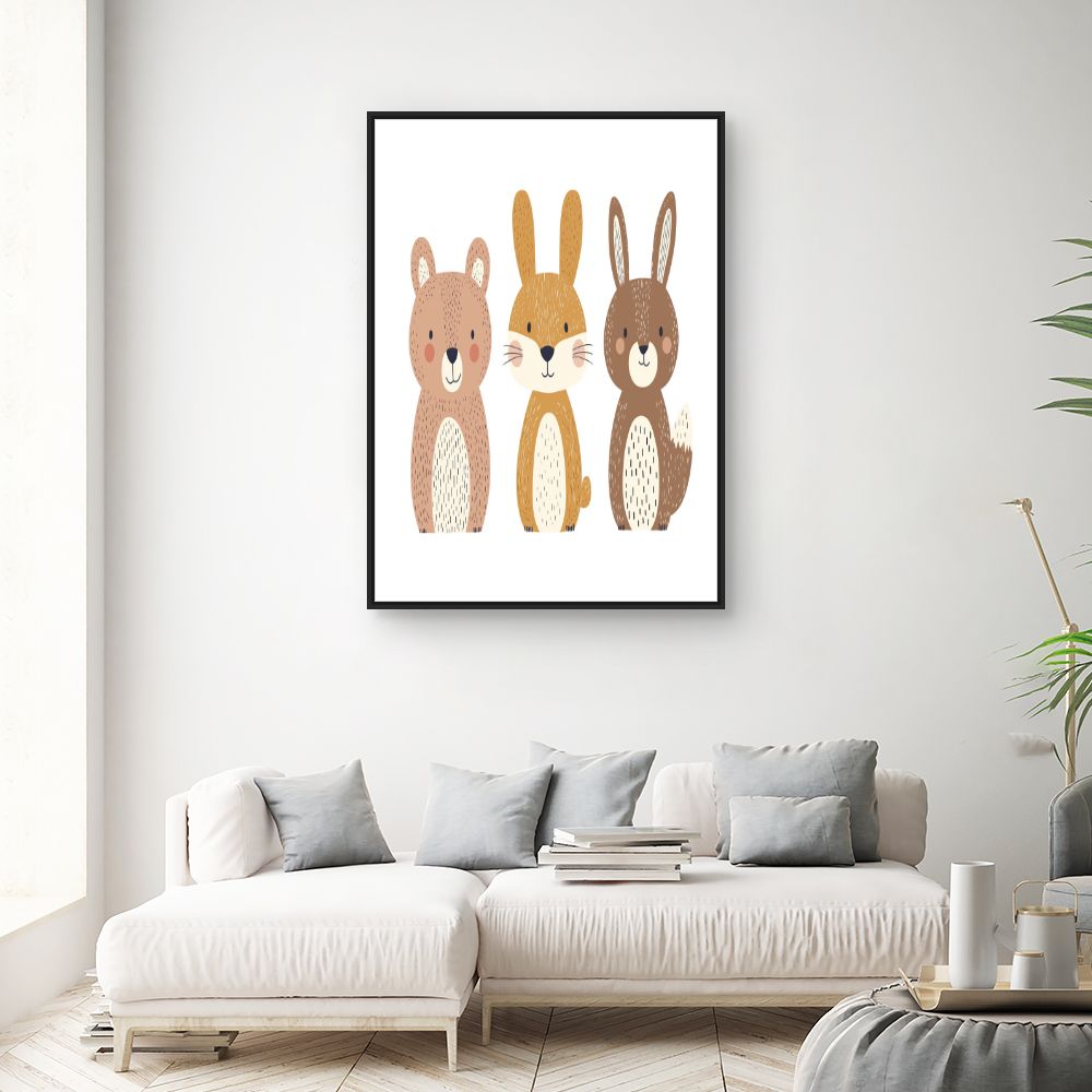 Tableau imprimé pour enfants 'Animaux mignons'