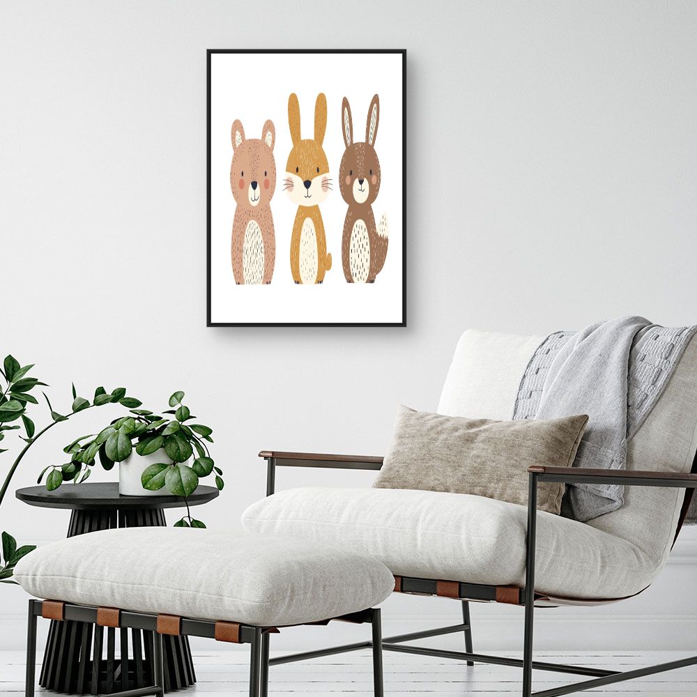 Tableau imprimé pour enfants 'Animaux mignons'