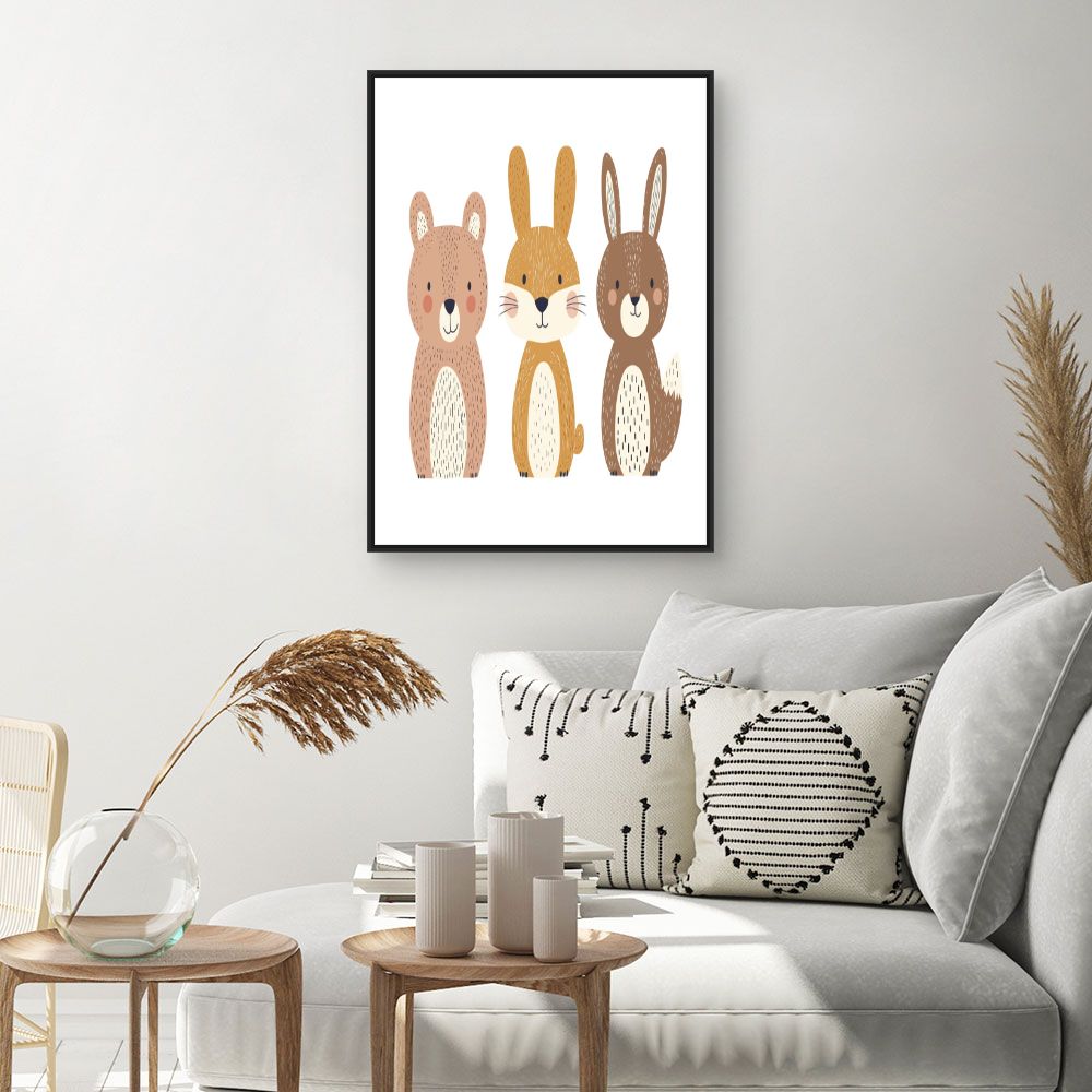 Tableau imprimé pour enfants 'Animaux mignons'