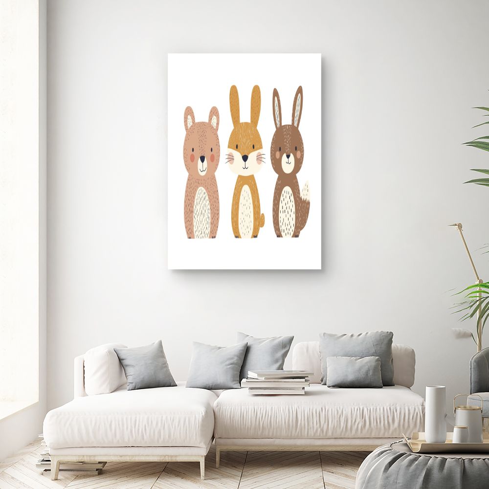 Tableau imprimé pour enfants 'Animaux mignons'