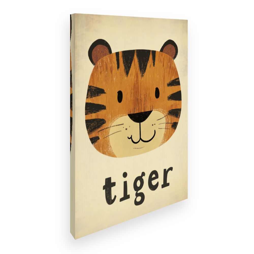 Tableau imprimé pour enfants 'Tigre souriant'