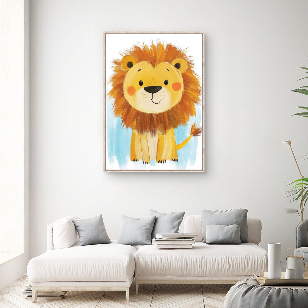 Tableau imprimé pour enfants 'Lion mignon coloré'