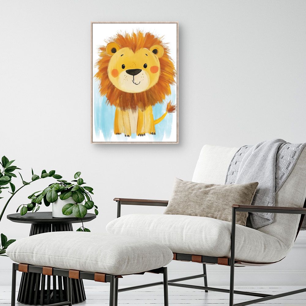 Tableau imprimé pour enfants 'Lion mignon coloré'