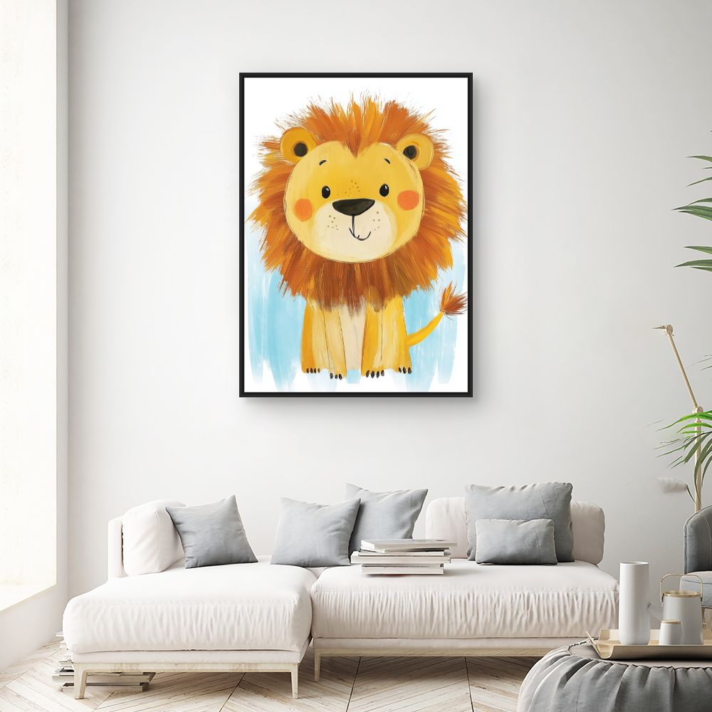 Tableau imprimé pour enfants 'Lion mignon coloré'