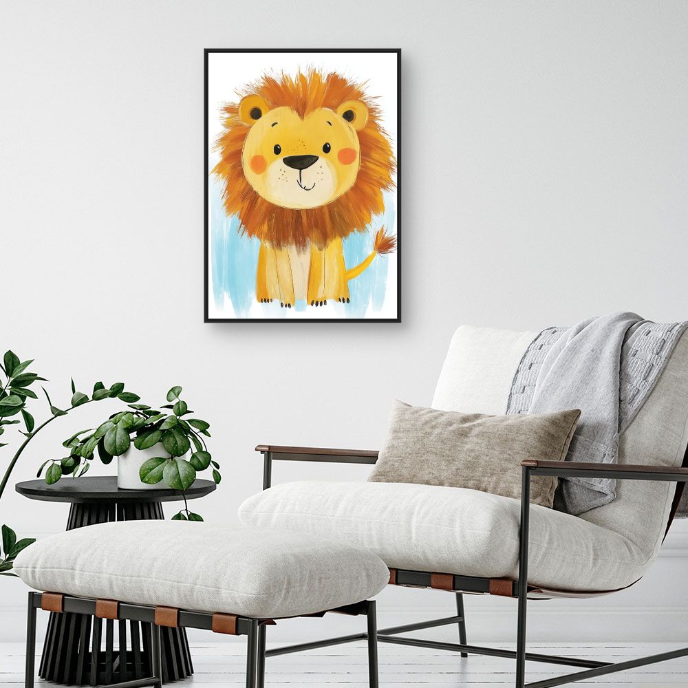 Tableau imprimé pour enfants 'Lion mignon coloré'