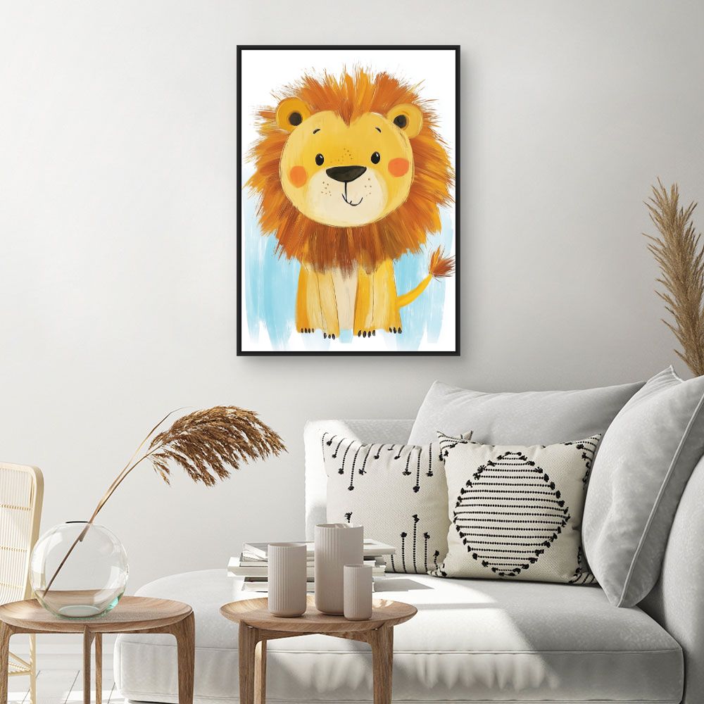 Tableau imprimé pour enfants 'Lion mignon coloré'