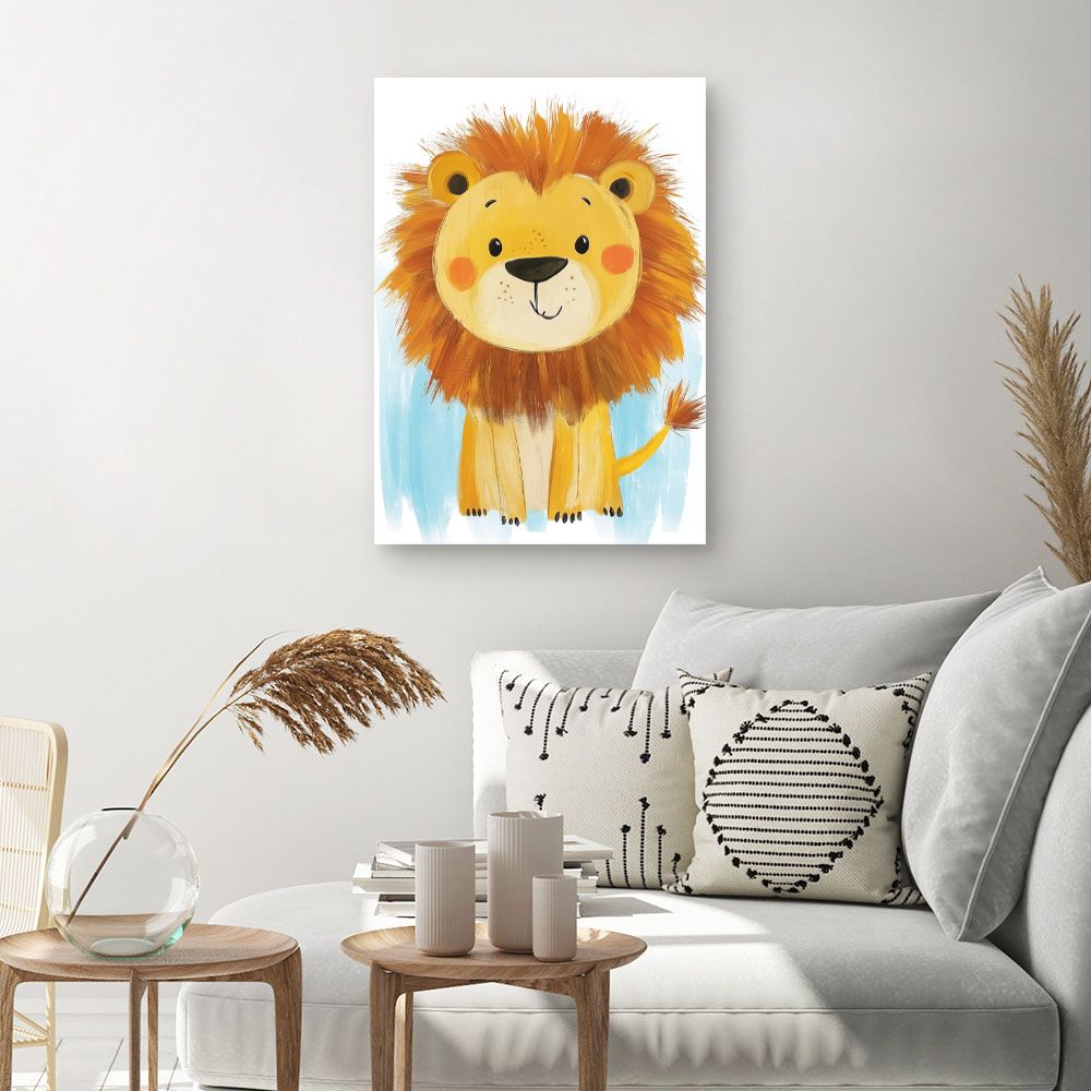 Tableau imprimé pour enfants 'Lion mignon coloré'