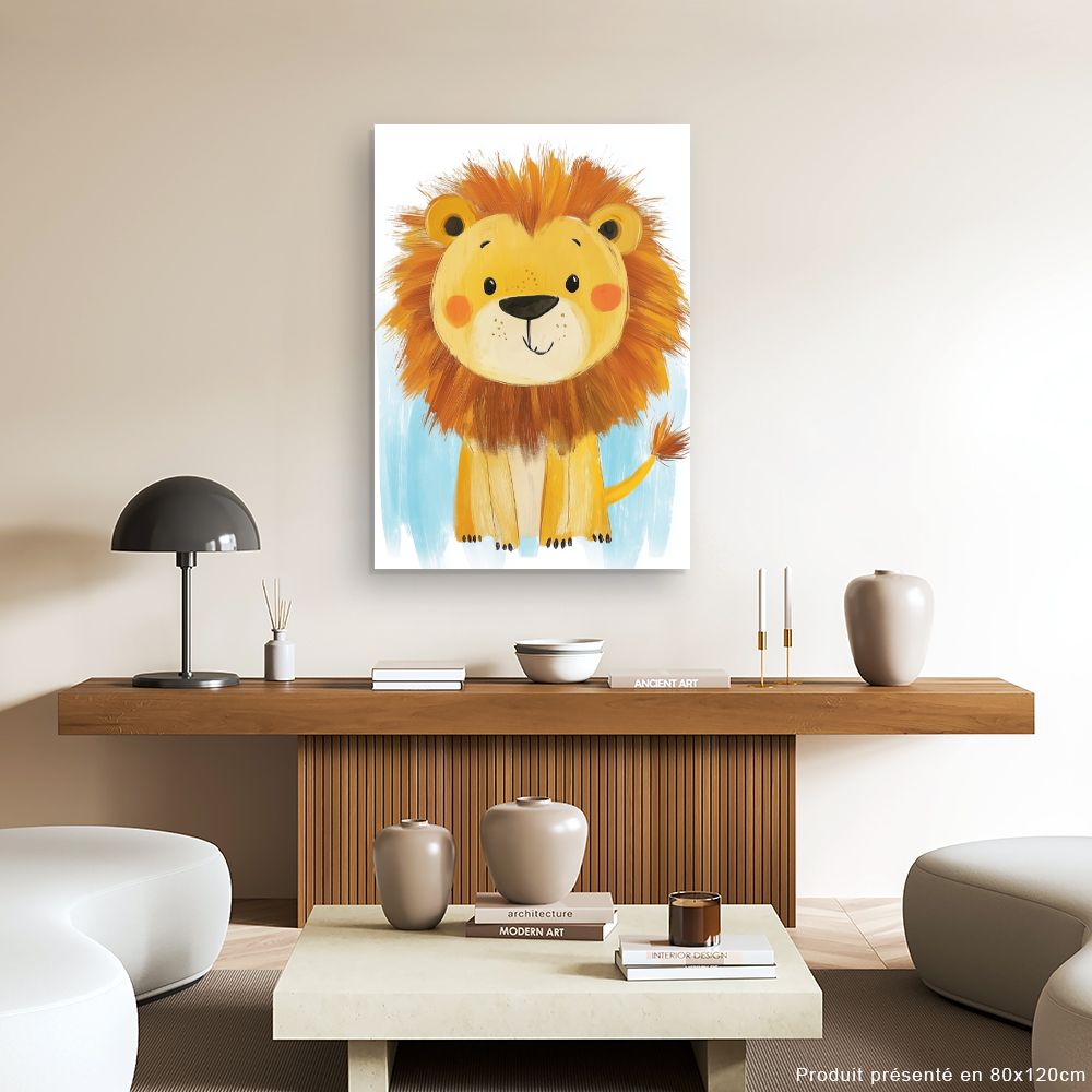 Tableau imprimé pour enfants 'Lion mignon coloré'