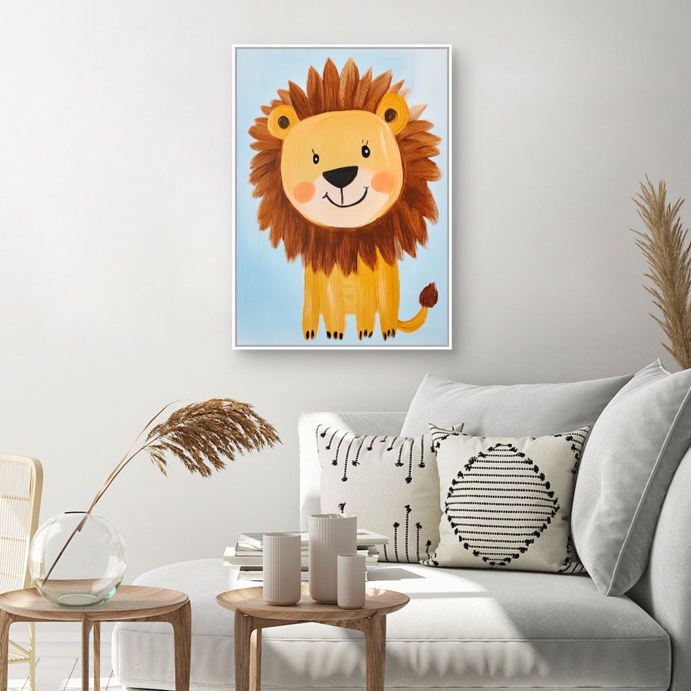 Tableau imprimé pour enfants 'Lion joyeux'