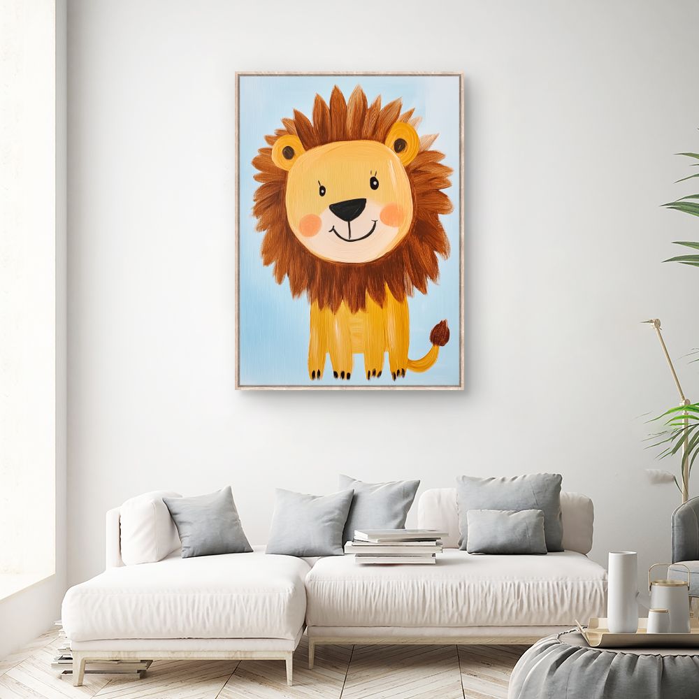 Tableau imprimé pour enfants 'Lion joyeux'