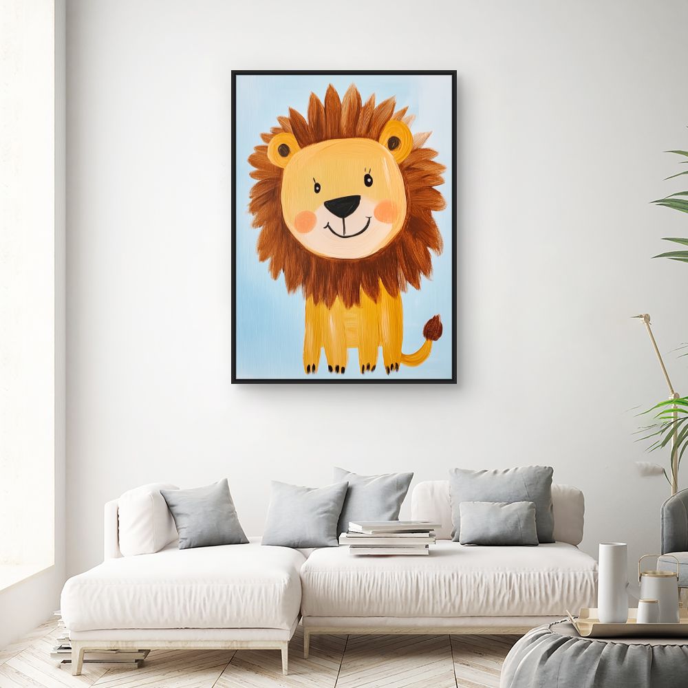Tableau imprimé pour enfants 'Lion joyeux'