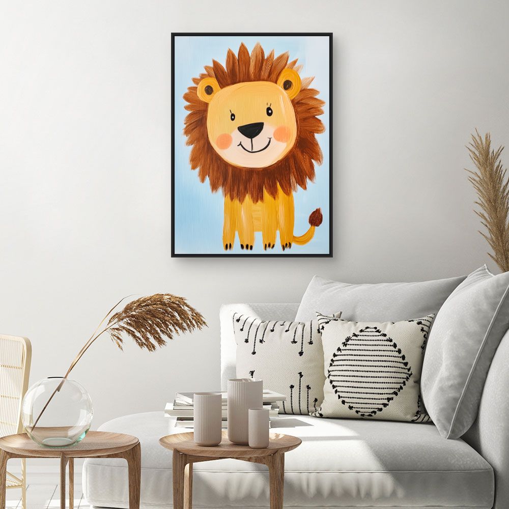 Tableau imprimé pour enfants 'Lion joyeux'