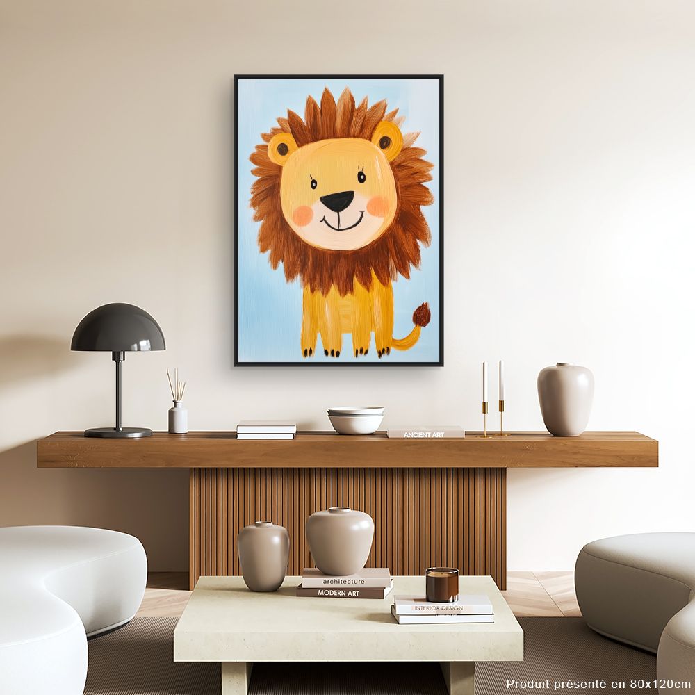 Tableau imprimé pour enfants 'Lion joyeux'