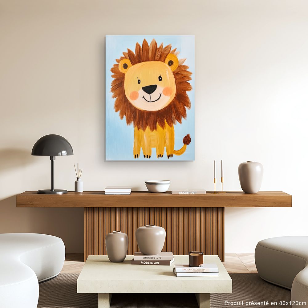Tableau imprimé pour enfants 'Lion joyeux'