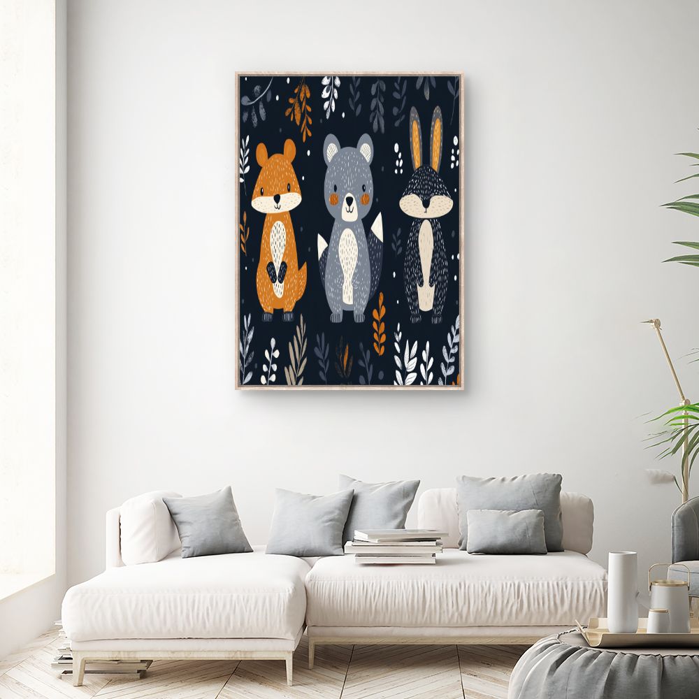Tableau imprimé pour enfants 'Animaux adorables'