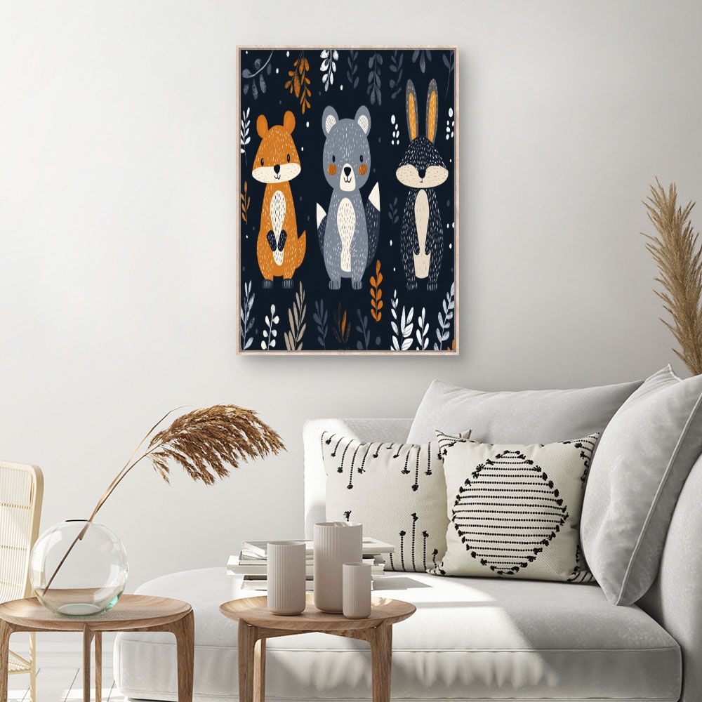 Tableau imprimé pour enfants 'Animaux adorables'