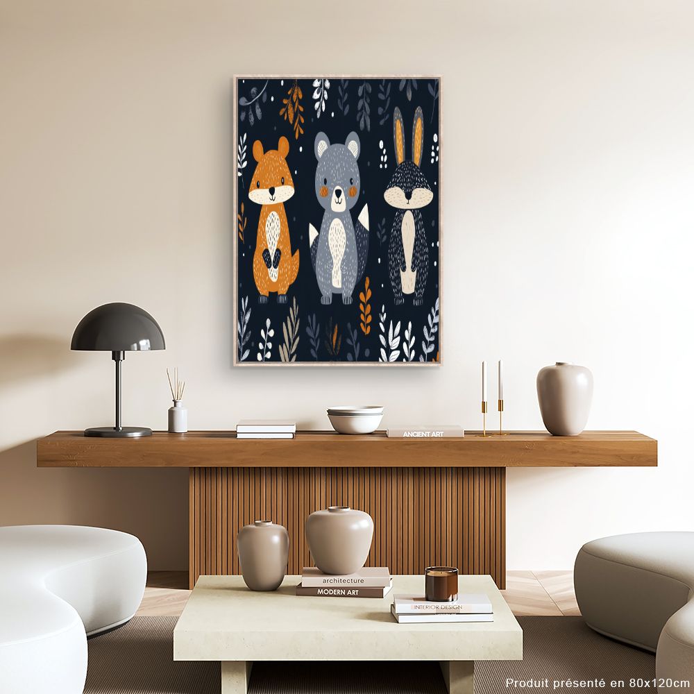 Tableau imprimé pour enfants 'Animaux adorables'