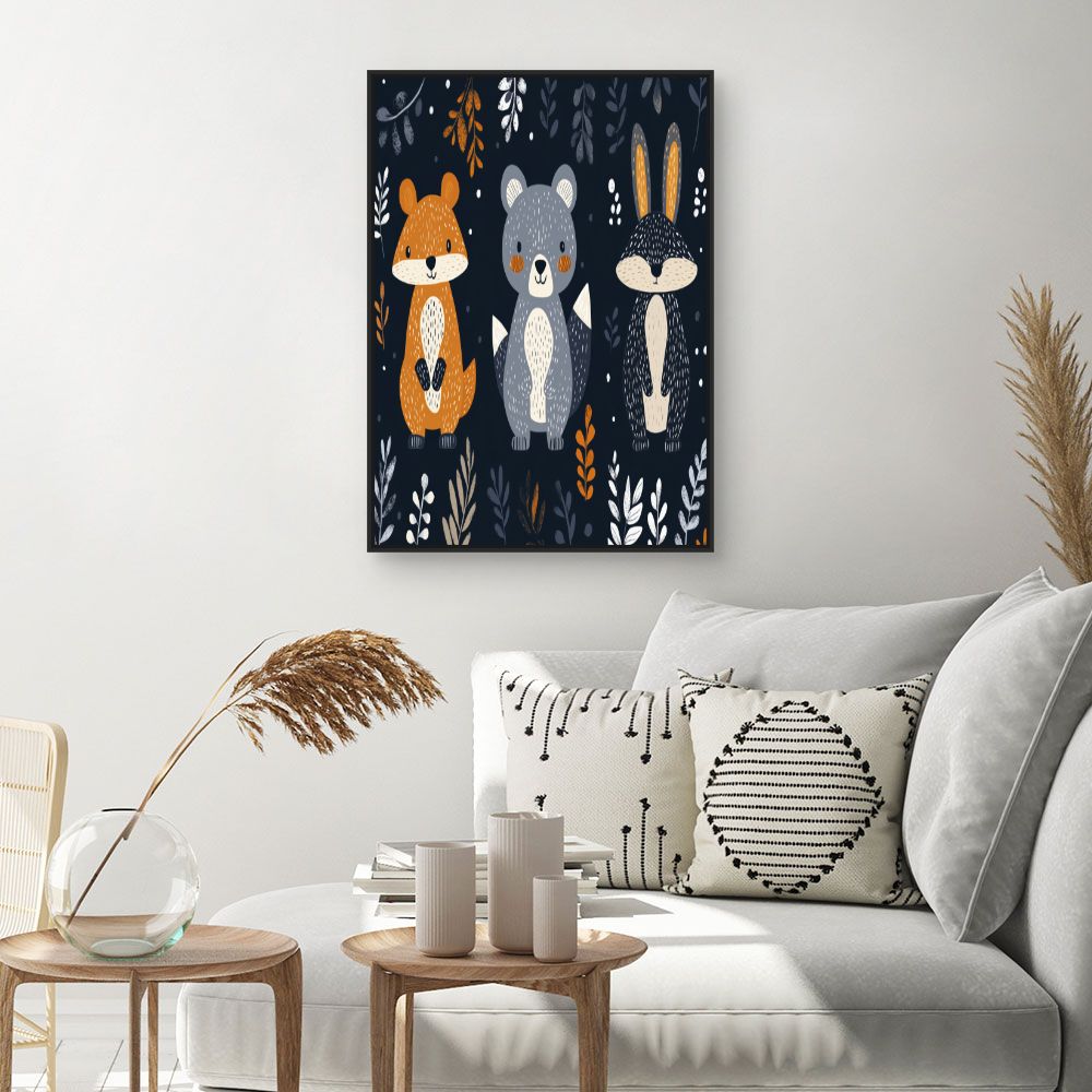 Tableau imprimé pour enfants 'Animaux adorables'