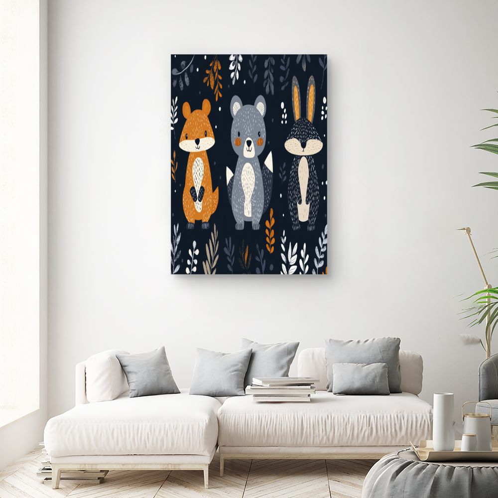 Tableau imprimé pour enfants 'Animaux adorables'