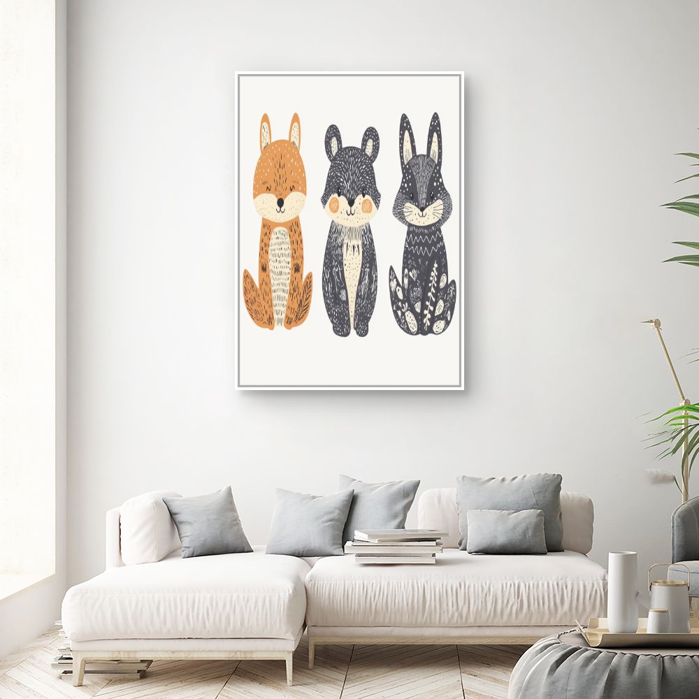 Tableau imprimé pour enfants 'Animaux mignons'