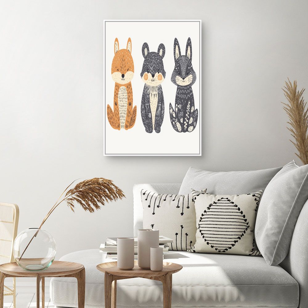 Tableau imprimé pour enfants 'Animaux mignons'