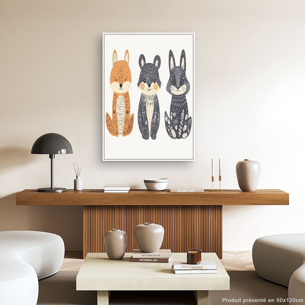 Tableau imprimé pour enfants 'Animaux mignons'