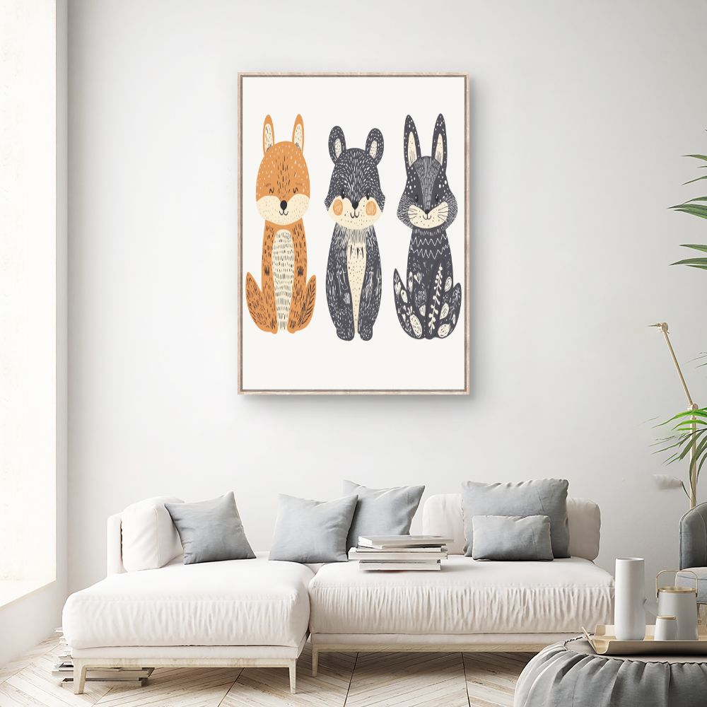 Tableau imprimé pour enfants 'Animaux mignons'