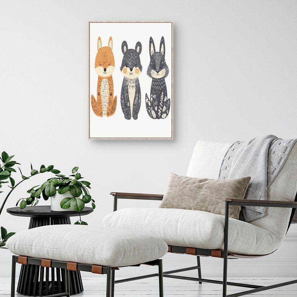Tableau imprimé pour enfants 'Animaux mignons'