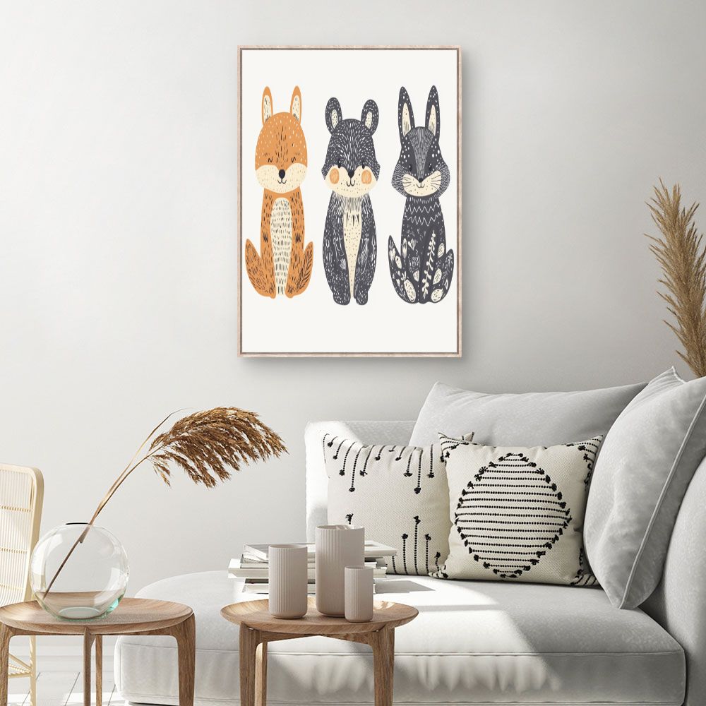 Tableau imprimé pour enfants 'Animaux mignons'