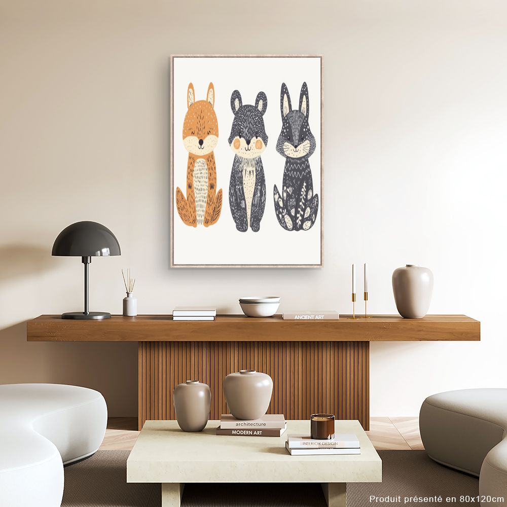 Tableau imprimé pour enfants 'Animaux mignons'
