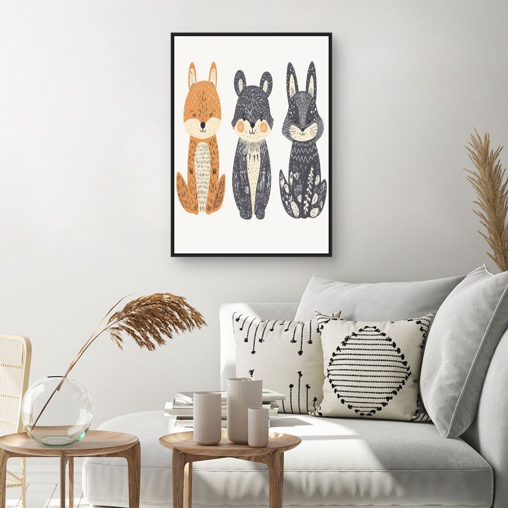 Tableau imprimé pour enfants 'Animaux mignons'