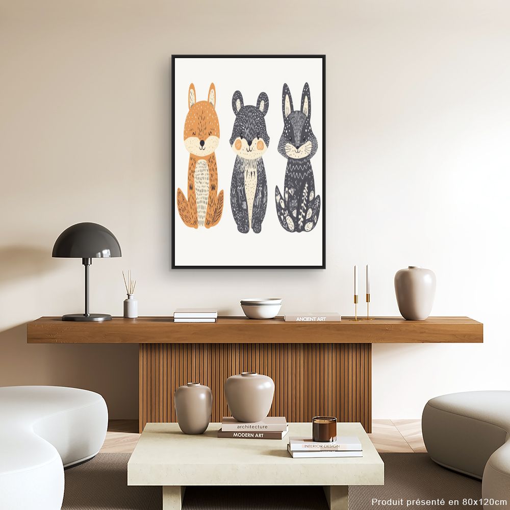 Tableau imprimé pour enfants 'Animaux mignons'