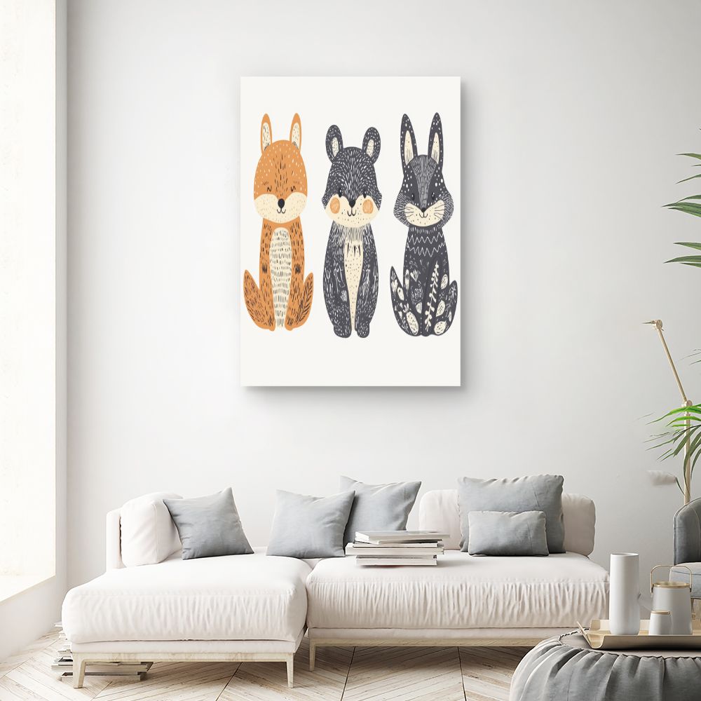 Tableau imprimé pour enfants 'Animaux mignons'