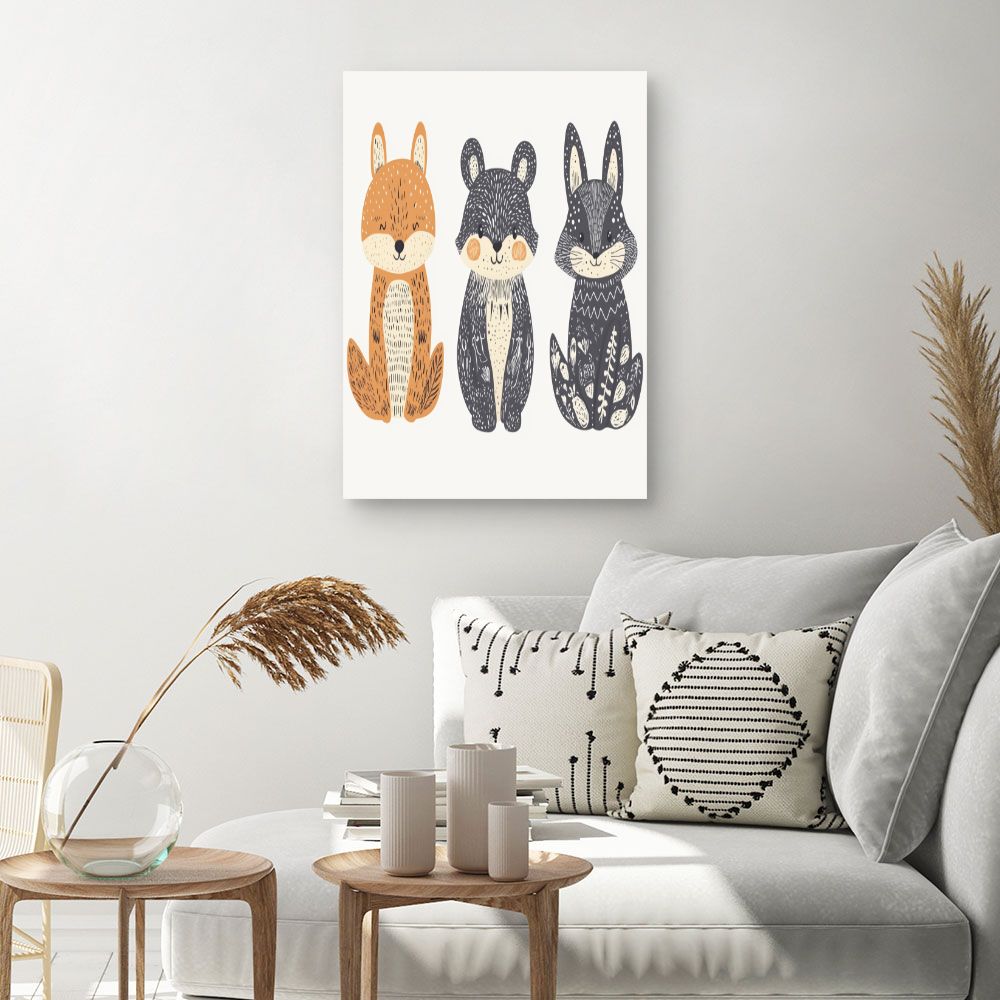 Tableau imprimé pour enfants 'Animaux mignons'