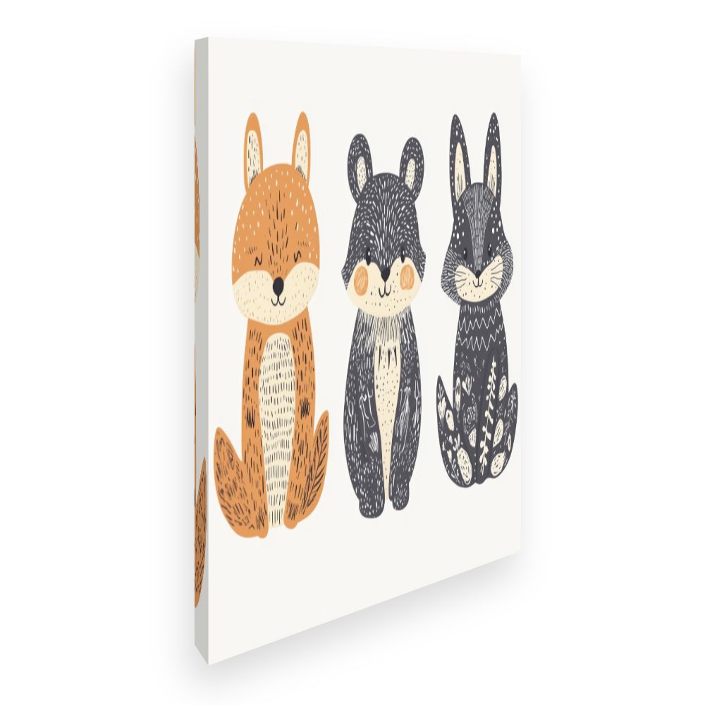 Tableau imprimé pour enfants 'Animaux mignons'