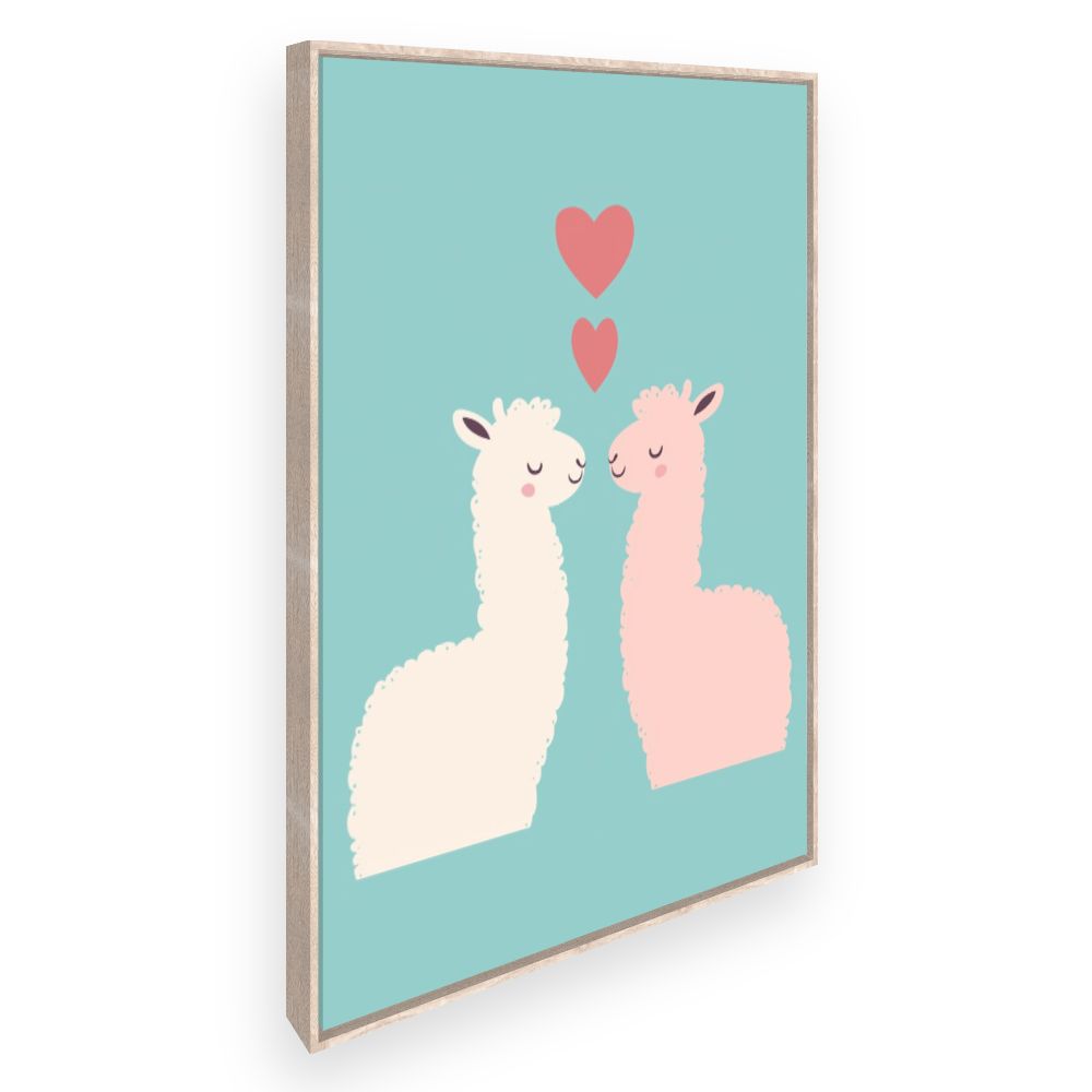 Tableau imprimé pour enfants 'Lamas amoureux'