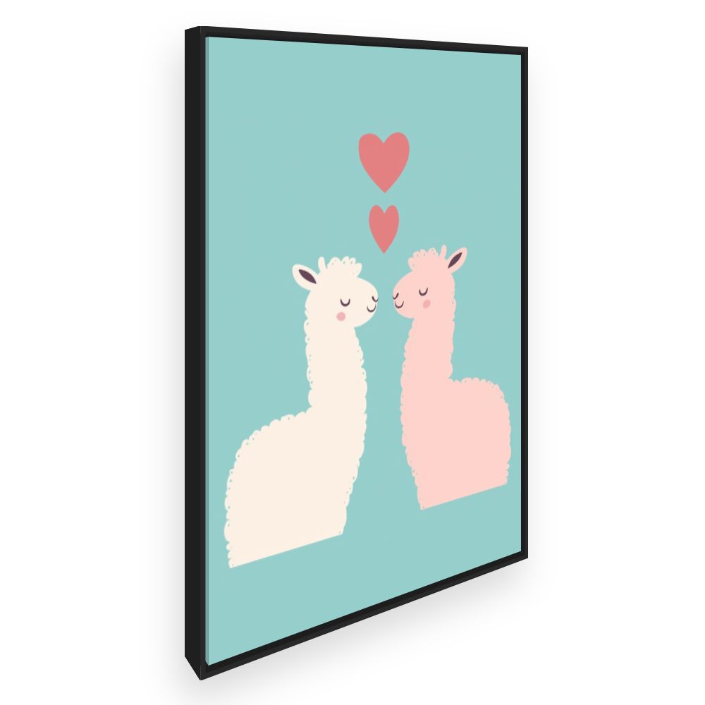 Tableau imprimé pour enfants 'Lamas amoureux'