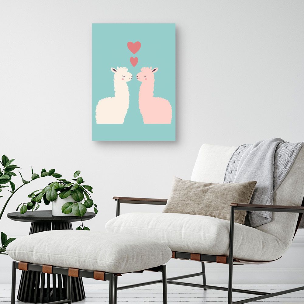 Tableau imprimé pour enfants 'Lamas amoureux'