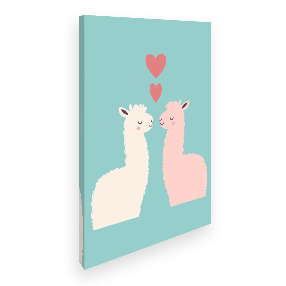 Tableau imprimé pour enfants 'Lamas amoureux'
