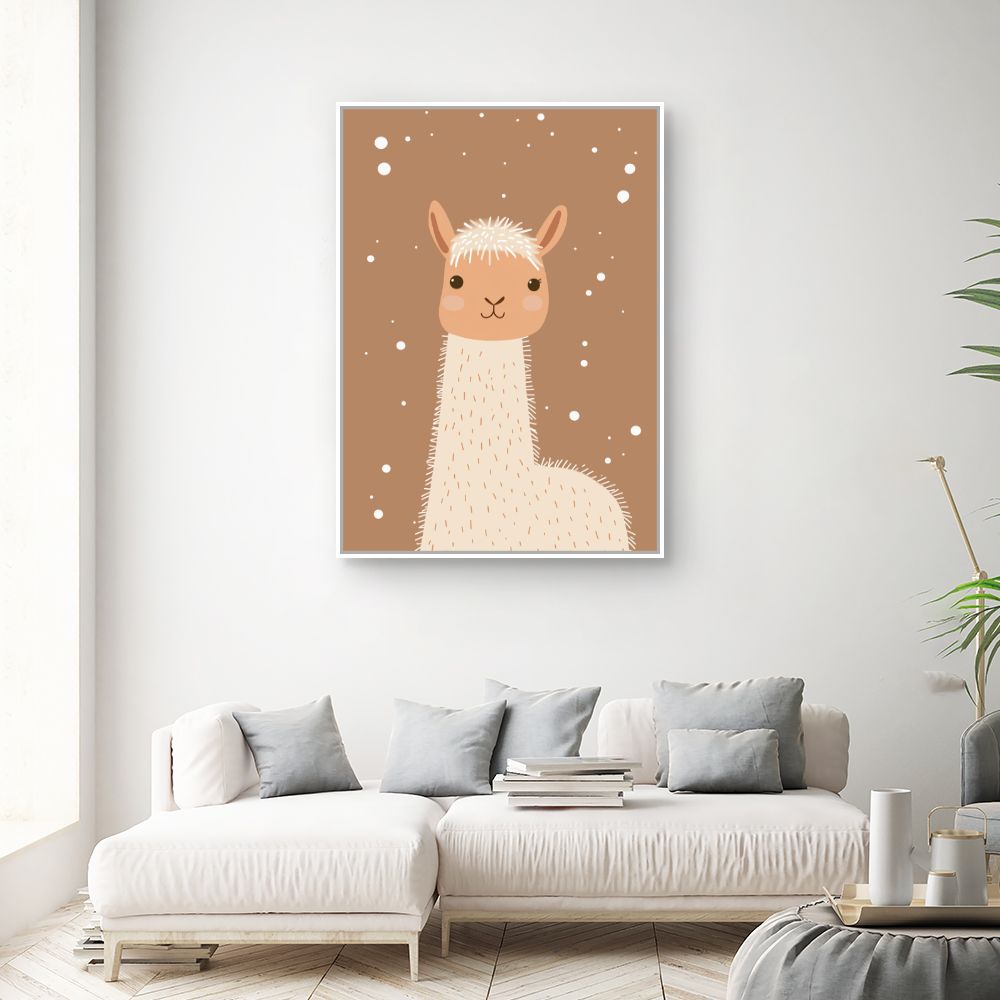 Tableau imprimé pour enfants 'Lama adorable minimaliste'