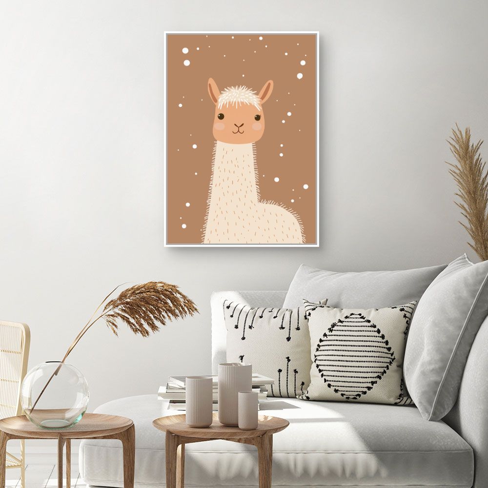 Tableau imprimé pour enfants 'Lama adorable minimaliste'