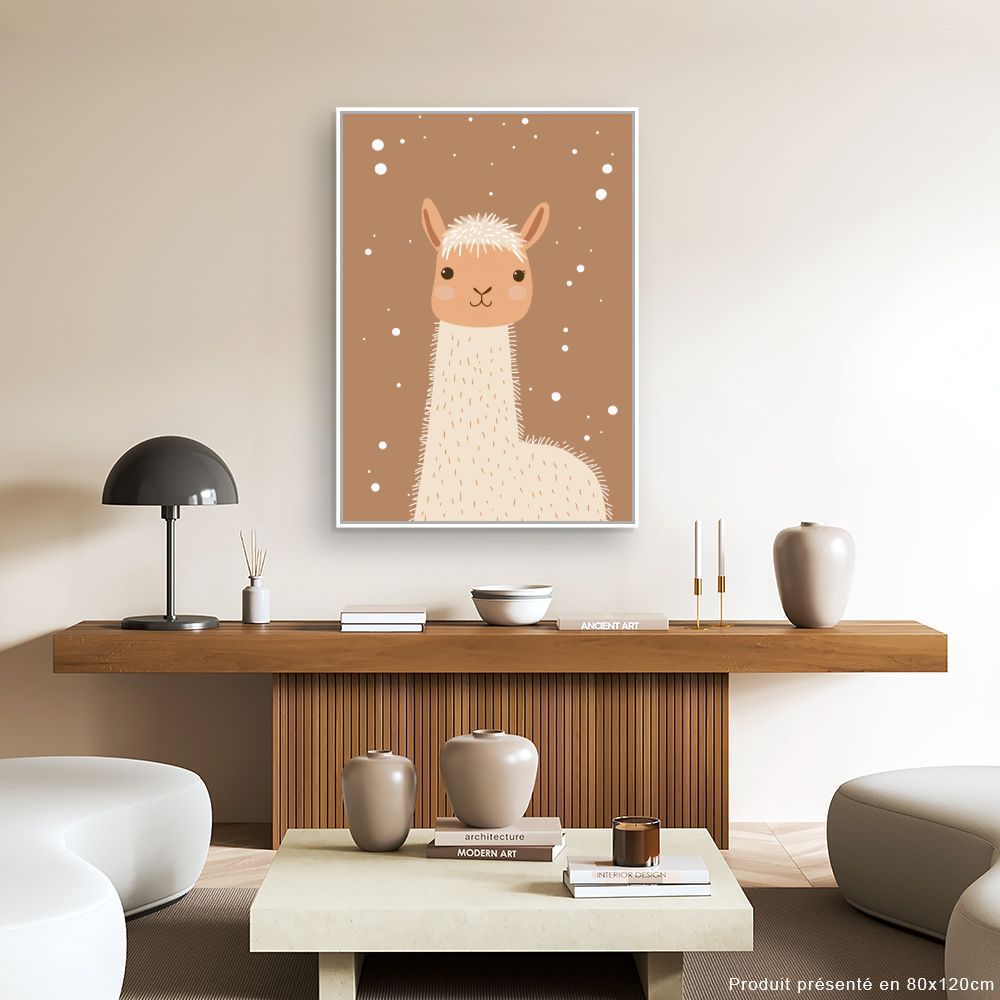 Tableau imprimé pour enfants 'Lama adorable minimaliste'