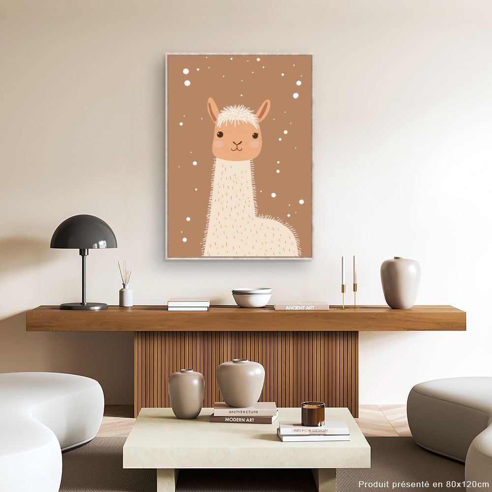 Tableau imprimé pour enfants 'Lama adorable minimaliste'