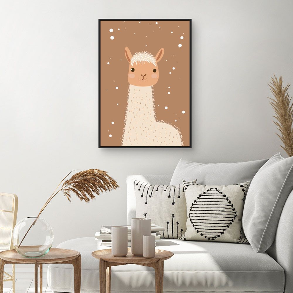 Tableau imprimé pour enfants 'Lama adorable minimaliste'
