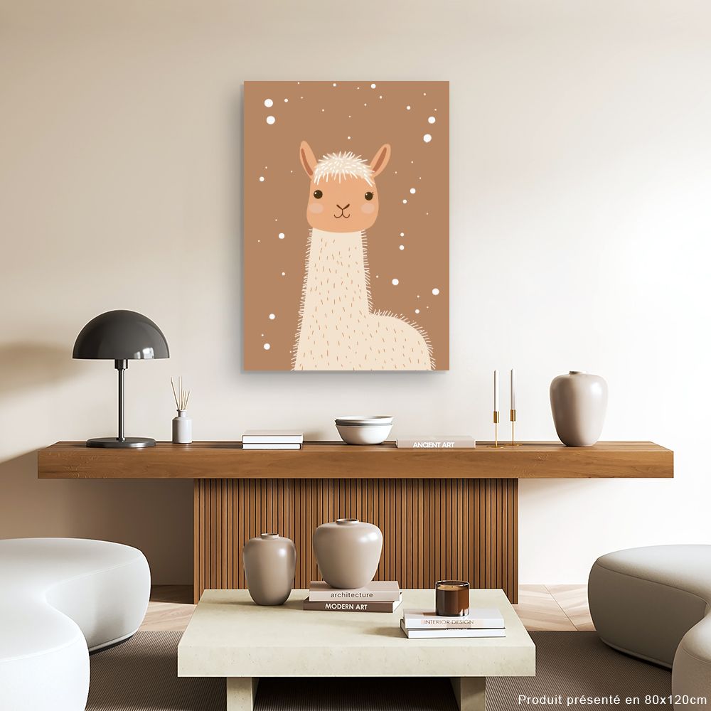 Tableau imprimé pour enfants 'Lama adorable minimaliste'