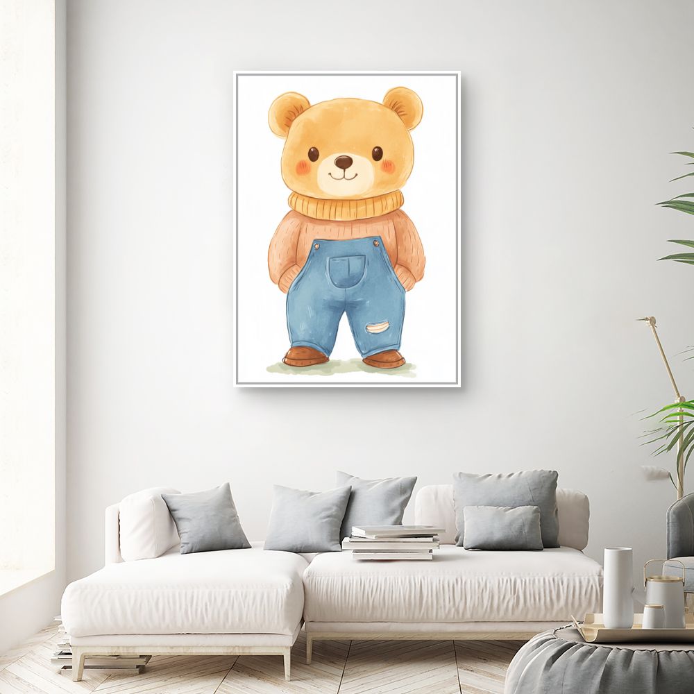 Tableau imprimé pour enfants 'Ourson adorable'