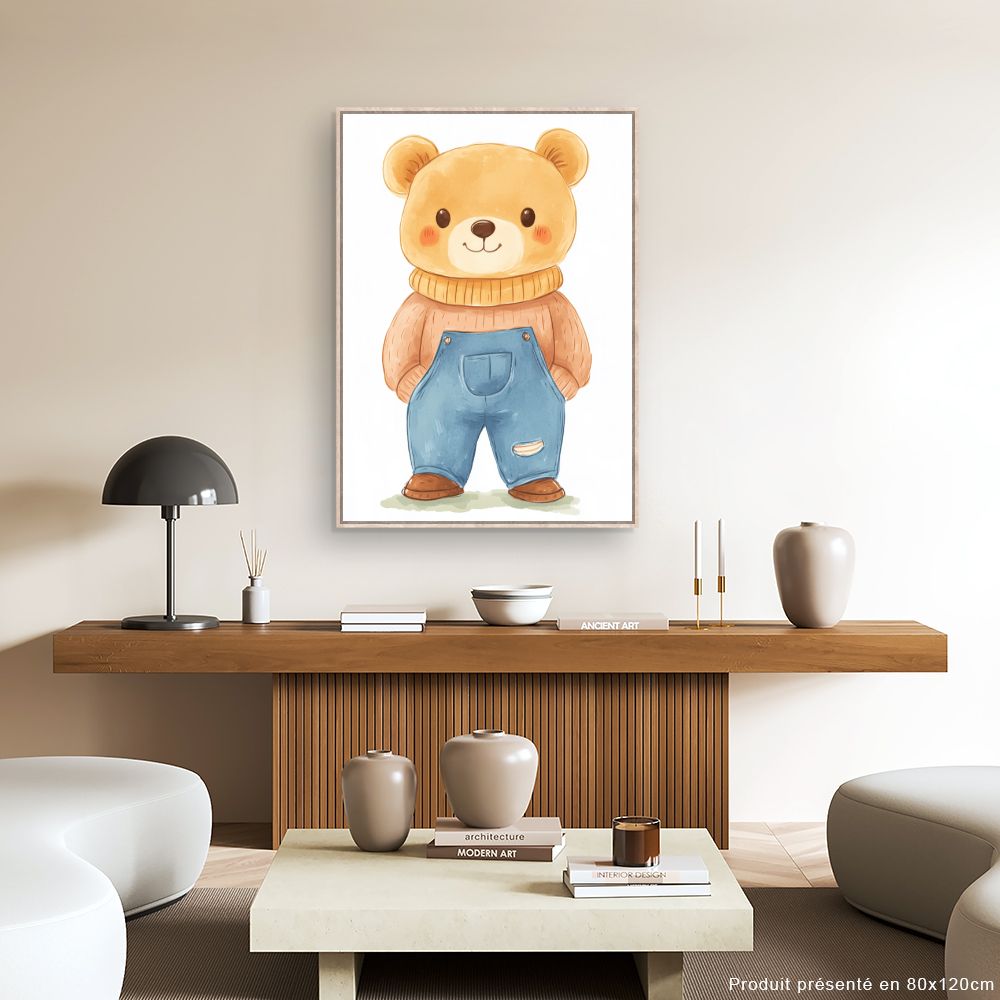 Tableau imprimé pour enfants 'Ourson adorable'