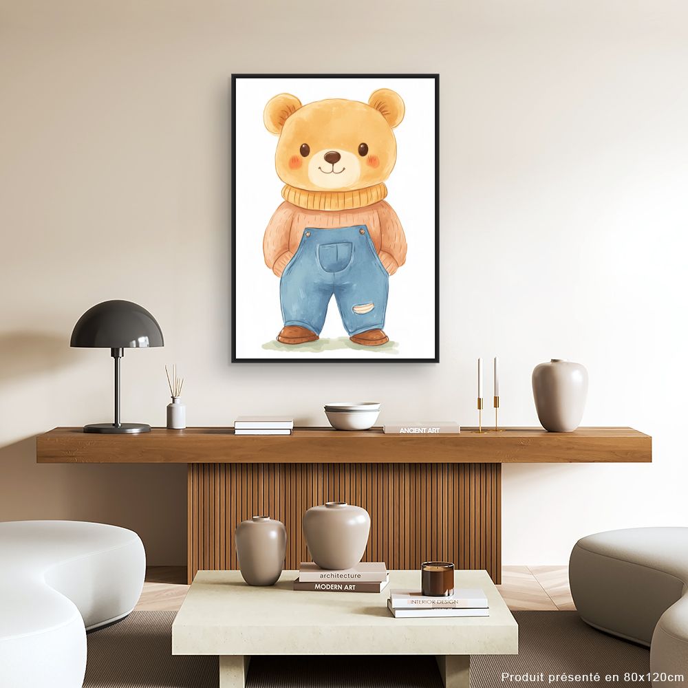 Tableau imprimé pour enfants 'Ourson adorable'