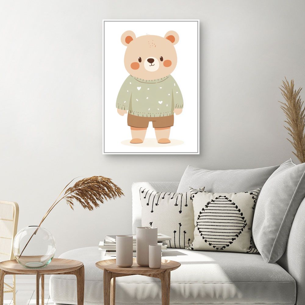 Tableau imprimé pour enfants 'Ours mignon doux'