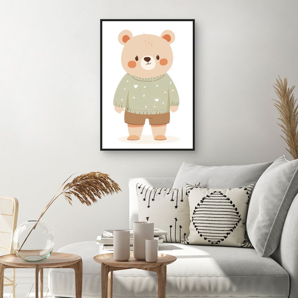 Tableau imprimé pour enfants 'Ours mignon doux'